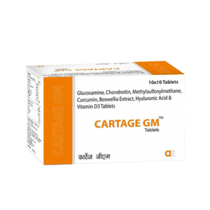 Cartage-gm | Glucosamine 750mg + Msm 200mg + Boswellia Extract 200mg + Chondroitin Sulphate 100mg + Curcuma Longa 50mg + Hyaluronic Acid 10mg + Vitamin D3 200 I.u. | Alter Ego Pharmaceuticals